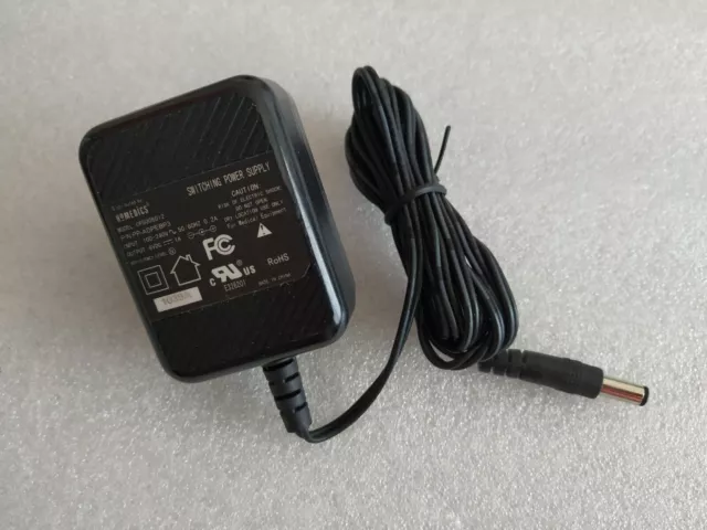 AC/DC Adaptor INPUT:100-240V 50-60Hz 0.2A OUTPUT: 6VDC 1A  5mm plug tip.