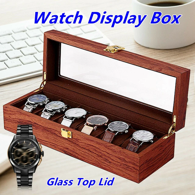 6 Slot Watch Box Holzvitrine Organizer Holz Schmuck Lagerung Weihnachtsgeschenke