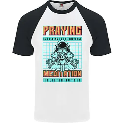 Preghiera E Meditazione Spazio Universo Yoga DA UOMO S/S Baseball T-Shirt
