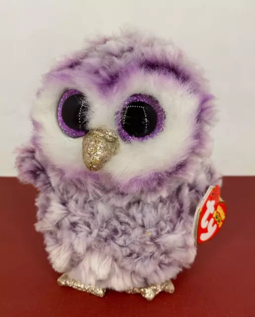 TY 2022 ❤ BEANIE BOOS ❤ TySilk : Moonlight the Owl - 15cm Soft Toy Plush