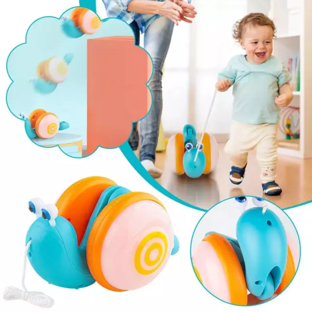 Pull String Cartoon Snail Car Toy Baby Crawl Cartoon Toy` Snail T3Z3 J9X