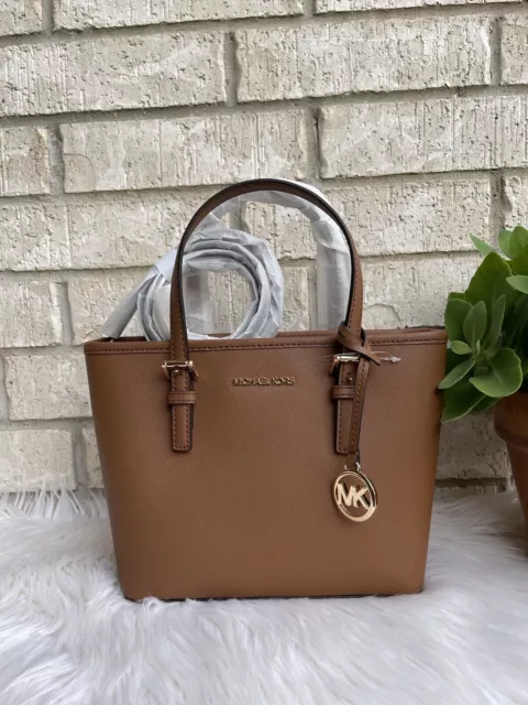 Michael Kors Jet Set Carryall Tote Extra Small Crossbody Leather Bag Luggage
