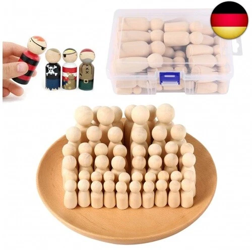 KAIYAYA 96 Stück Holz Spielfiguren Set - 25mm Brettspiel Figuren Mit 6 Würfeln
