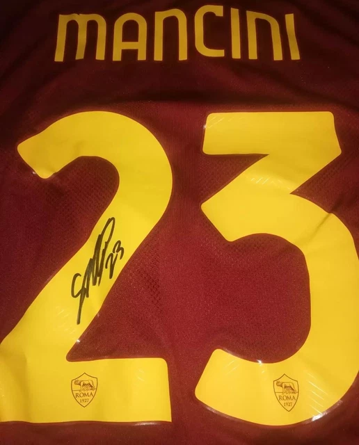 MAILLOT DE FOOT PORTÉ EN MATCH & SALI - Mancini (Milan? Roma?) - Pièce Collector Rare