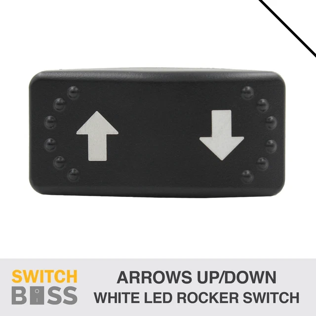 ARROWS UP/DOWN MOMENTARY LASER ETCHED Horizontal Rocker Switch WHITE ...