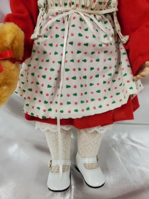 Hello DOLLY jenny qith teddy bear Christmas dress white shoes big eye doll 7
