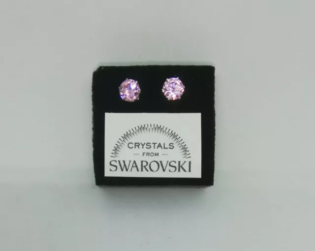 Orecchini argento da donna o ragazza punto luce cristalli Swarovski R rosa 5 mm