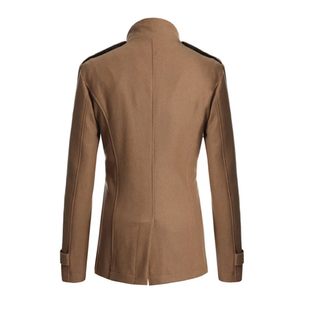 Men Double Breasted Trench Coat Winter Jacket Formal Peacoat Overcoat Outwear 12