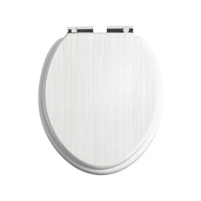 HERITAGE SOFT CLOSE Toilet Seat with Chrome Hinges WHITE ASH TSWAS101SC