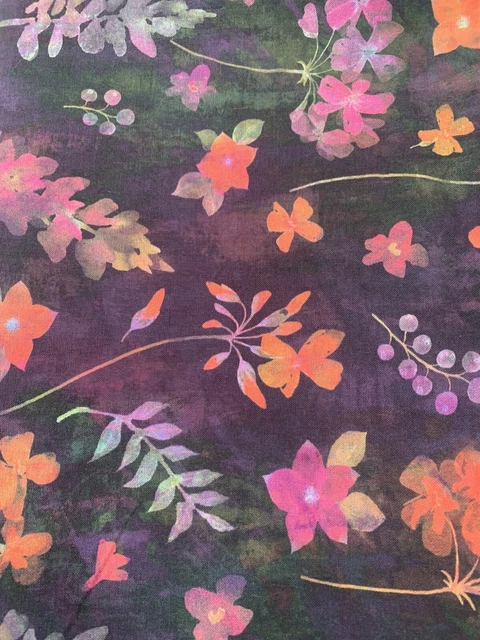 Patrón de flor naranja John Lewis rosa y azul 100 % algodón. 150x185cm