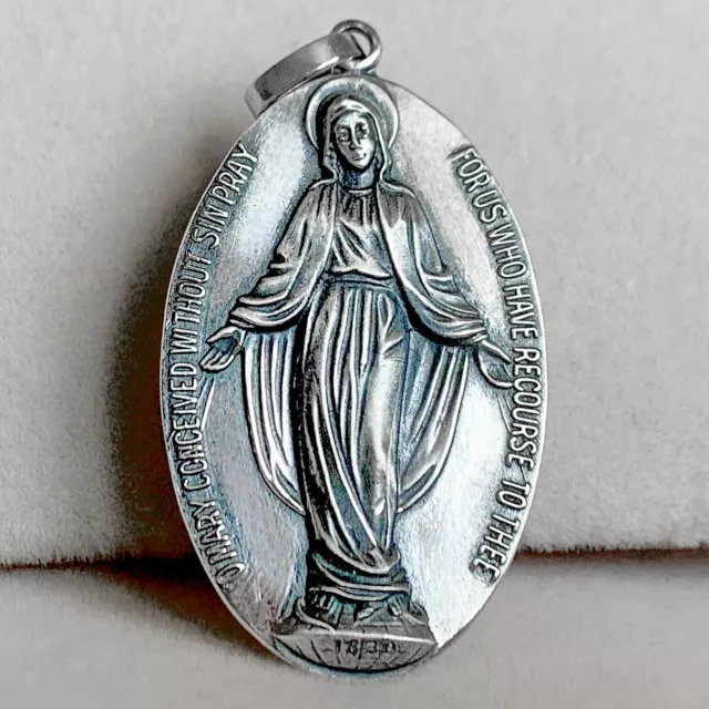 Médaille Miraculeuse de la Vierge Marie, Argent Massif, Miraculous Mary Medal