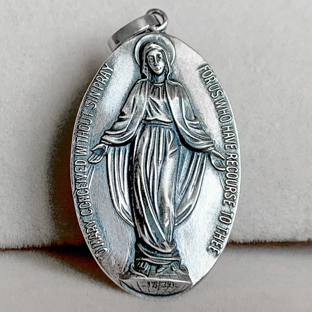 MIRACULOUS MEDAL OF the Virgin Mary, Solid Silver, Miraculous Mary ...