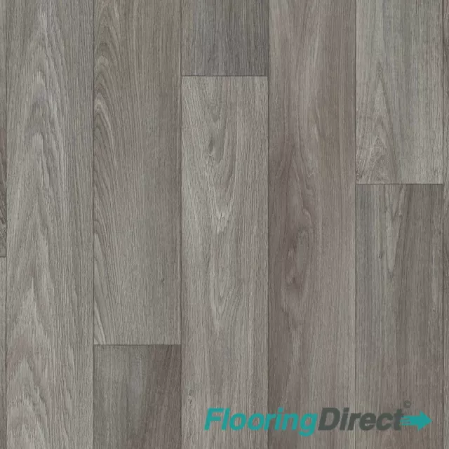 Modern Grey Plank Effect Quality Vinyl Flooring Non Slip Felt Back 2 3 4m