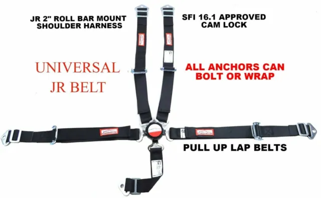 Junior Dragster Racing Harness 5 Point Sfi 16.1 Universal Belt Black