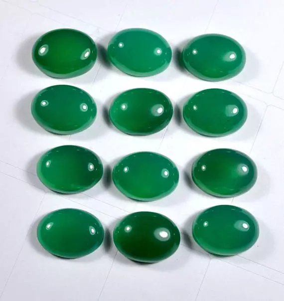 Bello Lotto Verde Onice 7x9mm A 12x16mm Ovale Cabochon Mano Sfuso Gemestone 3