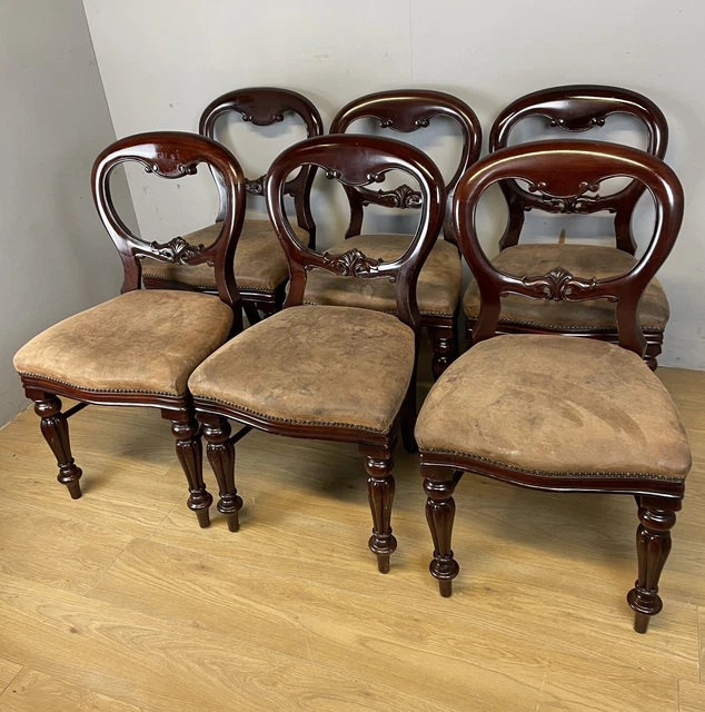 set six reproduction mahogany balloon back chairs