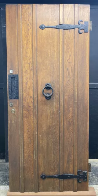 Large Solid Oak Front Door Arts Crafts Old Period Antique Reclaimed Glass Wooden