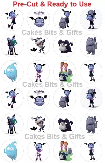 24x VAMPIRINA CHARACTER MIX Edible Wafer Cupcake Toppers PRE-CUT Ready to Use