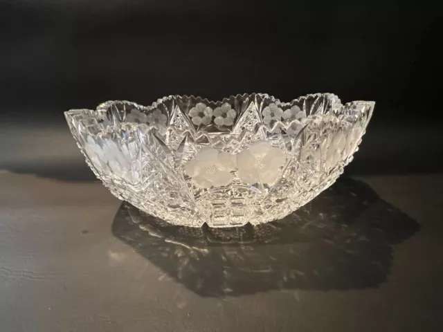 Vintage American Brilliant Period Clear Cut Glass Bowl, 9 3/8" Dia, 3 1/4" High