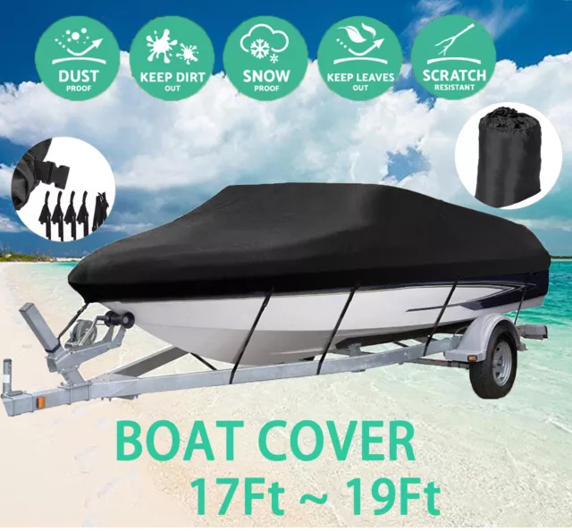 17ft-19ft Heavy-Duty Boat Cover Rain SUN UV Dust Protector For Trailerable Jumbo