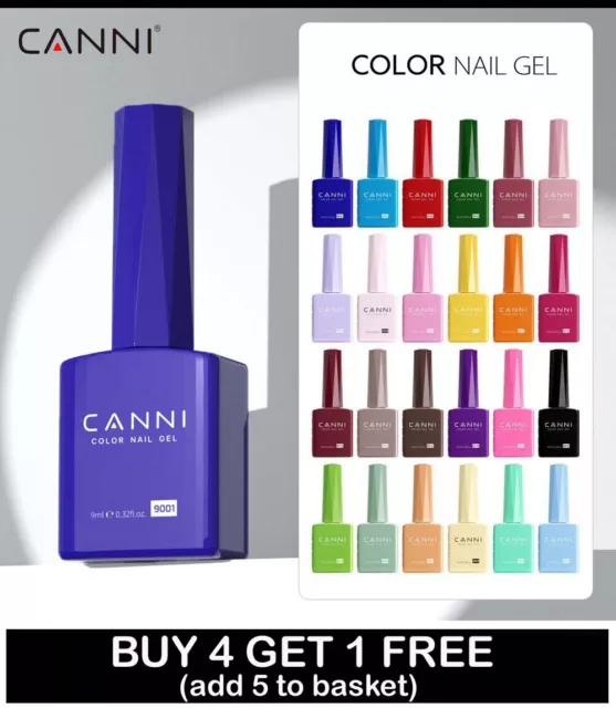 CANNI® 9ml Hema Free Nail Gel Polish Soak Off LED Colours Base Top Coat Varnish!