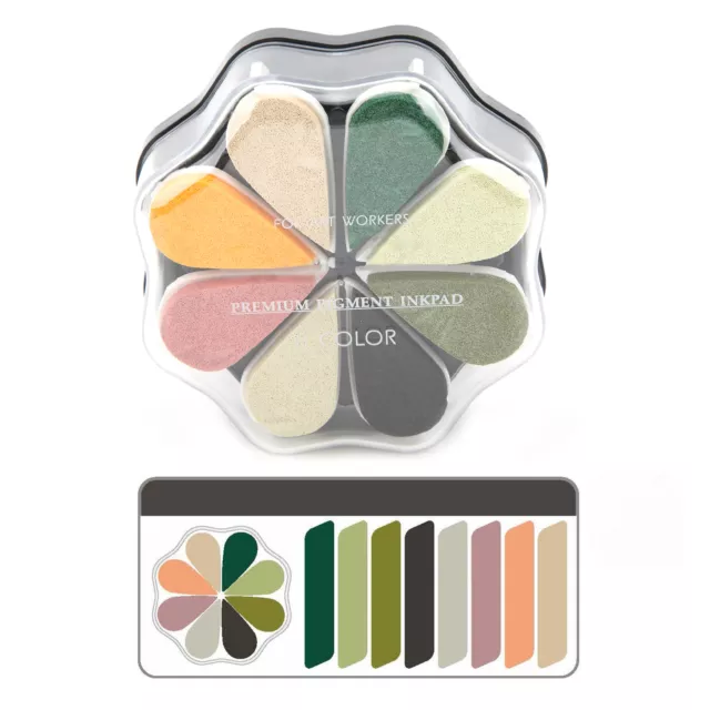(1028 Autumn Time)Finger Creativity Stamp Pad Petal Shape 8 Color