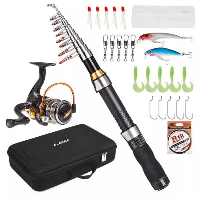 Portable Fishing Rod and Reel Combo Telescopic Rod   Set 2.1M D7Z2