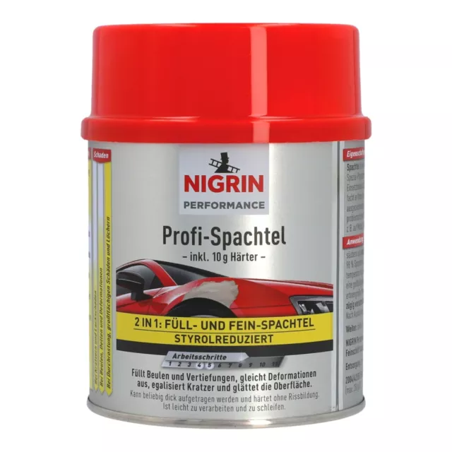 Nigrin 2K Profi Spachtel mit Härter 500g Fein- Füll-Spachtel Reparatur-Spachtel