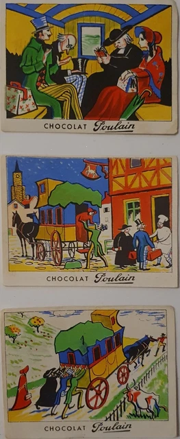 Lot de 3 images Chocolat Poulain "Les belles Chansons de France"
