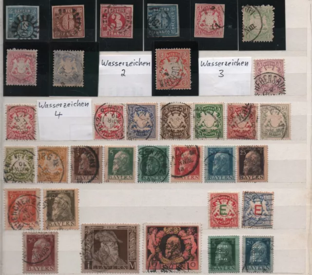 Bayern 1850-1912, 34verschiedene Briefmarken gestempelt, Michel 126,00  (100)