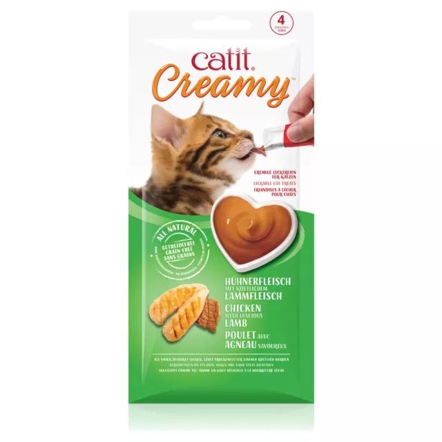 Catit Crémeux Poulet & Agneau 4er-Pack, Snack pour Chats, Neuf