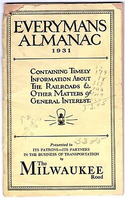 Vintage Everymans Almanac 1931 Presented by The Milwaukee Road