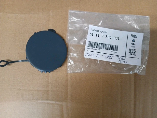 Genuine Mini Countryman R60 Rear Tow Hook Eye Cover Cap – Left Side – Primed – BMW OEM 9806649 / 51129806649