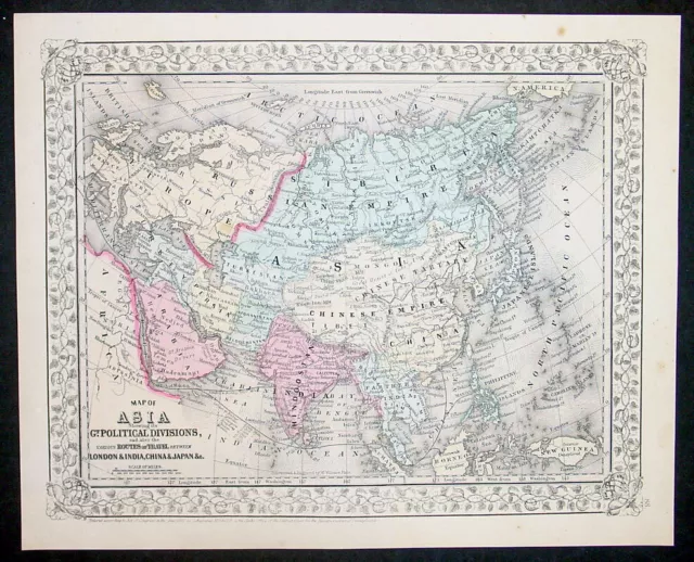 1867 Samuel Augustus Mitchell Antique Map of Asia