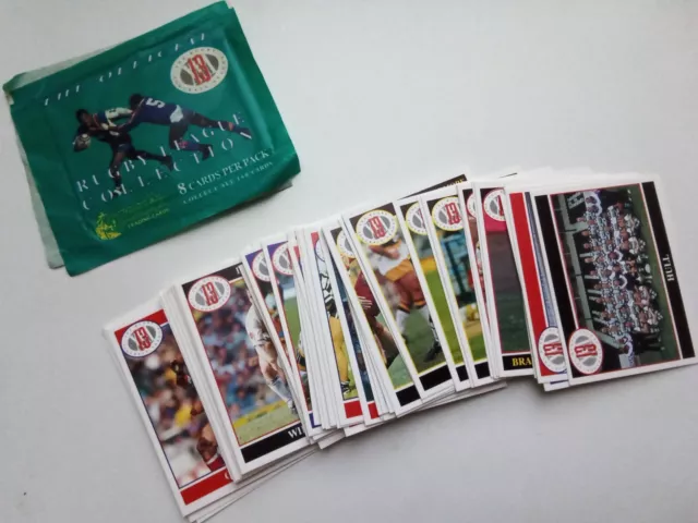 merlin rugby league 1991 x 52 different trading cards with empty pack lot