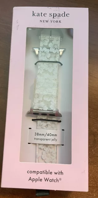 Auth. Kate Spade Apple Watch Band in White Floral Transparent Jelly 38/40 mm NIB