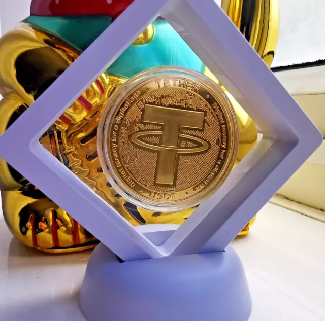 Magic Framed Gold Plated Tether $Usdt  Coin,Appears To Float In Mid Air!Rare