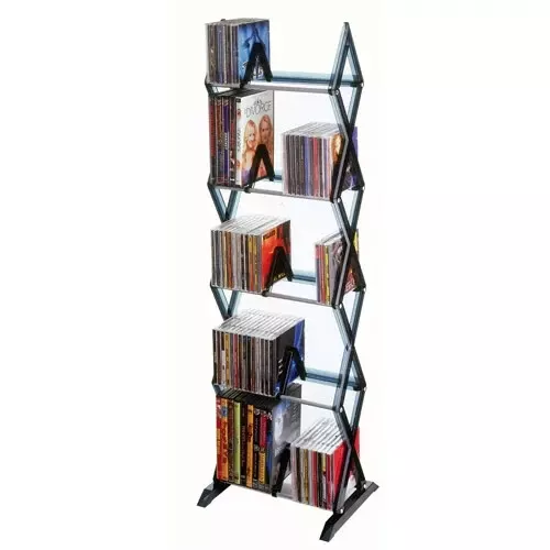 Media Shelf 5 Tier 90 DVD Tower Rack Game 130 CD Display Organizer Stand Holder