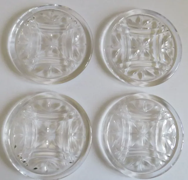 Set Of 4 Quality Cut Glass Crystal Coasters Hardly Used