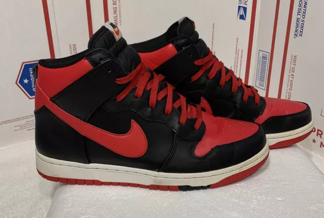 NIKE DUNK HIGH CMFT Bred Size 9 705434 600 Black Red White SB Low