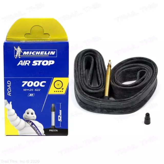 (2) Two Michelin Airstop 700 x 18-23-25 52mm Presta Road Bike Inner Tubes Butyl 2