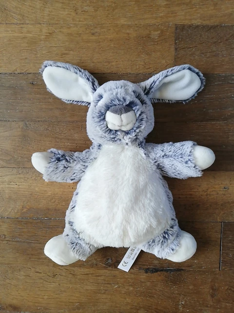 O/ Doudou Peluche Nicotoy Simba Toys Lapin Blanc Gris Bleu Chiné