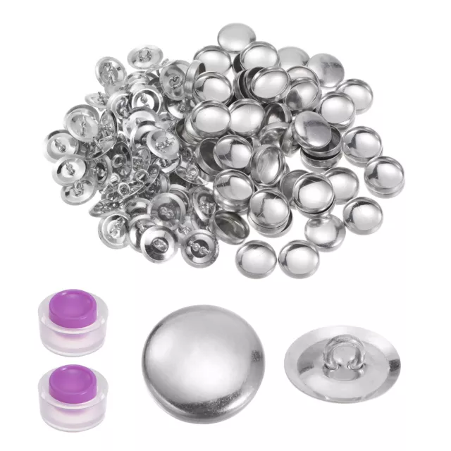 100 Sets Self Cover Button Kit 15mm Aluminum Button with 2 Tools