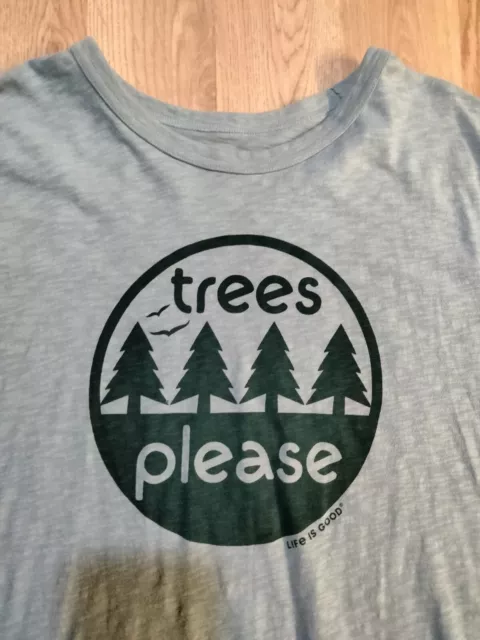 Life Is Good Men's Blue "Trees Please" Crusher T Shirt Size Large