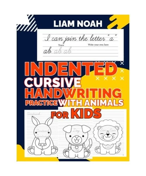 INDENTED CURSIVE HANDWRITING Practice With Animals For Kids ...