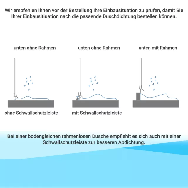 Ersatzdichtung Duschkabine Wasserabweiser Schwallschutz Dichtung für 5-10mm Glas 3