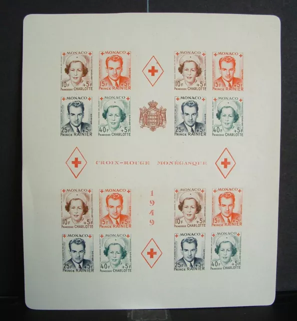 MONACO 1949 Red CRoss Sheet (imperf) MNH mint  Cat Value £600 low start to sell