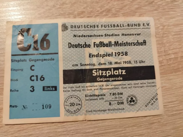 Eintrittskarte Endspiel von 1958 Schalke gegen HSV