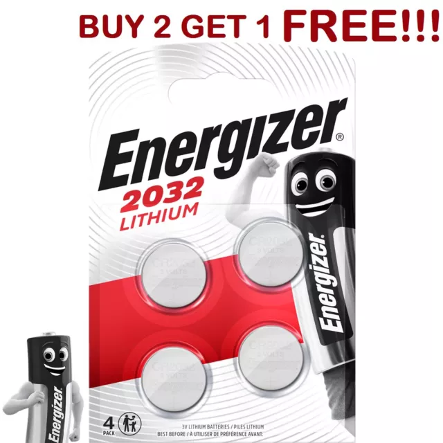 NEW ENERGIZER® CR2032 2032 3V Lithium Coin Cell Batteries - 4pack Long life