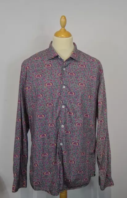 Camicia stampa floreale GANESH da uomo 2XL XXL logo ricamato polsino flip designer boho